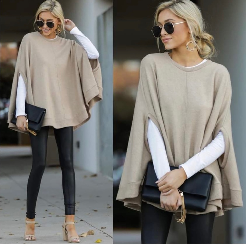 Red Dress Boutique ❤️ Tan poncho top